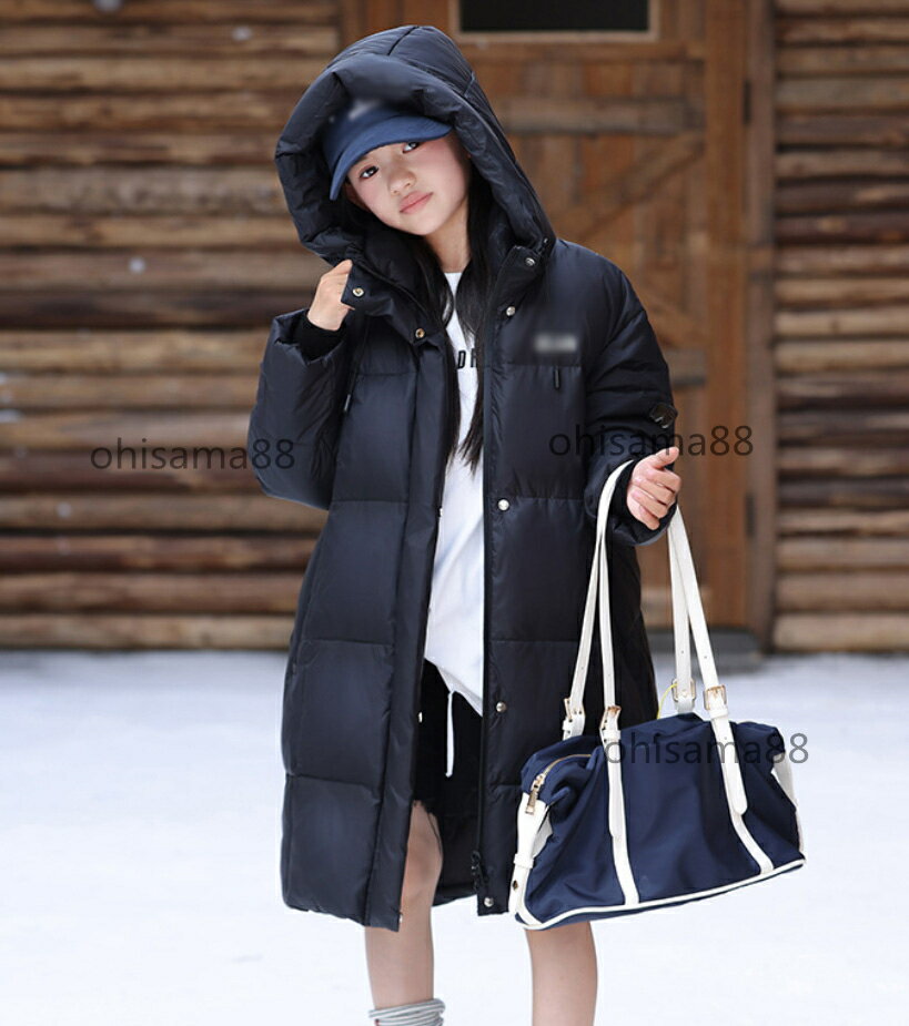 Blousons, Jumpers - 【送料無料】ダウンコート ロングコート シンプル 子供服 キッズコート フード付き 防寒コート 秋冬 可愛い 中綿コート 女の子 暖かい ベビー服 キッズダウンコート トップス 防風コート 通園 通学 中綿 ダウンジャケット 厚手 ジュニア お出かけ おしゃれ