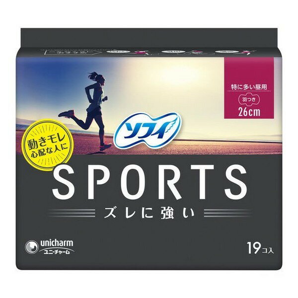 《ユニチャーム》 ソフィ SPORTS スポーツ 特に多い昼用 26cm 羽つき 19枚