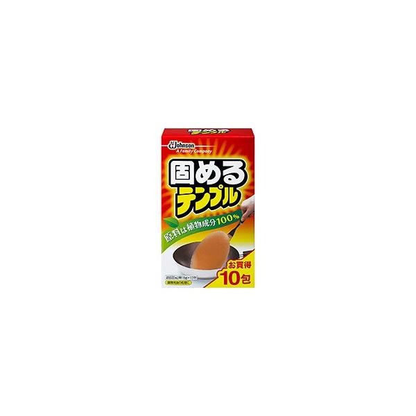 ※パッケージデザイン等は予告なく変更されることがあります 使用済みの油を手軽に処理することができます。 本品を油が熱いうちに鍋に入れて、テンプルが溶けるまで よくかきまぜます。 そのまま油を冷まし、約1時間後油が固まったら、フライ返しなどではがし燃えるゴミとして捨てます。1包で600mlの油を固めること ができます。 揚げカスも油と一緒に処理します。 植物成分を使用しています。 成分 植物（唐ゴマ）抽出の天然油脂系脂肪酸100％ 使用方法 （1）揚げ物をした直後、火を消し、油が熱いうちにテンプルを入れます。※油600mlあたり1包、エコナの場合には2包。 （2）溶けるまでよくかきまぜます。（粉がなくなるまでかきまぜてください） （3）そのまま油をさまします。1時間程度で固まります。（室温や油の量により時間が異なります。油が40℃以下になると固まります） （4）固まったらフライ返しなどではがし、燃えるゴミとして捨ててください。 使用上の注意 ●必ず火を消してから、ご使用ください。 ●本品を使用するために油を加熱する時は、絶対にその場を離れず火災に注意してください。 ●油は加熱しすぎると火災の原因になるおそれがあります。 ●冷えた油に使うときは油を熱しすぎないでください。※本品は約80℃で溶けます。 ●固まった油は、50℃以上でまた溶け出すことがあります。 ●用途以外に使用しないでください。 内容 18g×10包 メーカー名 ジョンソン株式会社 商品区分 キッチン用品 広告文責 株式会社ヤマト薬品店（070-1821-1361）