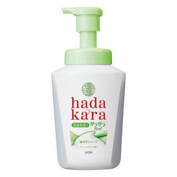 《ライオン》 hadakara(ハダカラ)ボディソープ 泡で出てくるサラサラfeelタイプ グリーンシトラスの香り 本体 530ml