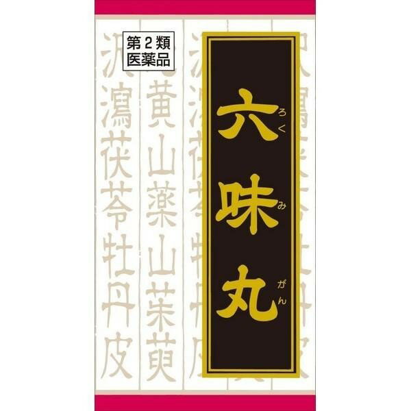 ※パッケージデザイン等は予告なく変更されることがあります ■ 排尿困難、頻尿、むくみ、かゆみに効果があります ■ 尿量が少ない、尿が出にくい、トイレが近いといった排尿異常を改善します ■ 腎の機能を高めることで、むくみやかゆみを改善します 効能 体力中等度以下で、疲れやすくて尿量減少又は多尿で、ときに手足のほてり、口渇があるものの次の諸症：排尿困難、残尿感、頻尿、むくみ、かゆみ、夜尿症、しびれ 成分 成人1日の服用量12錠（1錠330mg）中六味丸料エキス粉末・・・2,100mg（ジオウ2.5g、サンシュユ・サンヤク・タクシャ・ブクリョウ・ボタンピ各1.5gより抽出。）添加物として、二酸化ケイ素、セルロース、水酸化Al/Mg、ステアリン酸Mg、タルク、CMC-Na、CMC-Caを含有する 用法・用量 1日3回食前又は食間に水又は白湯にて服用。成人（15才以上）・・・1回4錠15才未満7才以上・・・1回3錠7才未満5才以上・・・1回2錠5才未満・・・服用しないこと 容量 180錠 ご注意 相談すること 次の人は服用前に医師又は薬剤師に相談してください 医師の治療を受けている人 妊婦又は妊娠していると思われる人 胃腸が弱く下痢しやすい人 次の場合、直ちに服用を中止し、この文書を持って医師又は薬剤師に相談してください 服用後、次の症状があらわれた場合 消化器・・・食欲不振、胃部不快感、腹痛 1ヵ月位服用しても症状がよくならない場合 次の症状があらわれることがありますので、このような症状の持続又は増強が見られた場合には、服用を中止し、医師又は薬剤師に相談してください 下痢 用法・用量に関連する注意 小児に服用させる場合には、保護者の指導監督のもとに服用させてください 成分に関連する注意 本剤は天然物（生薬）のエキスを用いていますので、錠剤の色が多少異なることがあります 保管及び取り扱い上の注意 直射日光の当たらない湿気の少ない涼しい所に密栓して保管してください 小児の手の届かない所に保管してください 他の容器に入れ替えないでください （誤用の原因になったり品質が変わります。） ビンの中の詰物は、輸送中に錠剤が破損するのを防ぐためのものです。開栓後は不要となりますのですててください 使用期限のすぎた商品は服用しないでください 水分が錠剤につきますと、変色または色むらを生じることがありますので、誤って水滴を落としたり、ぬれた手で触れないでください 製造販売元 クラシエ薬品株式会社 〒108-8080 東京都港区海岸3丁目20番20号 03-5446-3334 使用期限 使用期限が180日以上あるものをお送りします 製造国 日本 広告文責 株式会社ヤマト薬品店（070-1821-1361） 商品区分 第2類医薬品