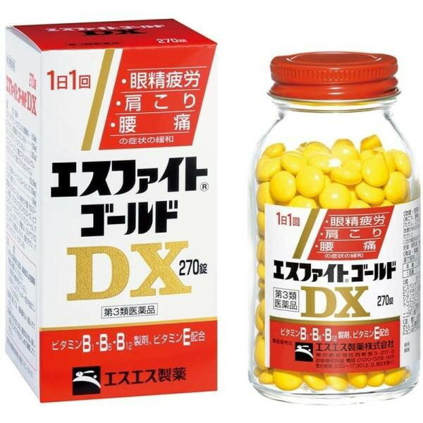 ※パッケージデザイン等は予告なく変更されることがあります 〜眼精疲労・肩こり・腰痛に効く！1日1回の服用〜 &nbsp;★1日1回の服用で、目・肩・腰のつらい症状に効果を発揮 &nbsp;★筋肉や神経の機能維持に必須なビタミンB1・B6・B12製剤 &nbsp;★ビタミンB1・B6・B12をサポートするビタミンE・ニコチン酸アミドも配合 効能・効果 次の諸症状の緩和： 眼精疲労、筋肉痛・関節痛（肩こり、腰痛、五十肩など）、神経痛、手足のしびれ 「ただし、これらの症状について、1ヵ月ほど使用しても改善がみられない場合は、医師又は薬剤師に相談してください」 次の場合のビタミンB1・B6・B12の補給：肉体疲労時、妊娠・授乳期、病中病後の体力低下時 成分・分量 (3錠中) ビスベンチアミン(ビタミンB1誘導体)：100mg ビタミンB6：100mg ビタミンB12：1500μg (*ビタミンB1、ビタミンB6、ビタミンB12は、筋肉や神経の機能維持に必須であり、エネルギーの生産をうながしたり、神経の伝達をたすけたりすることによって、神経の筋肉の疲れからくる目・肩・腰の症状をやわらげていきます。) ビタミンEコハク酸エステルカルシウム(コハク酸dl-α-トコフェロールとして100mg)：103.58mg (ビタミンEは、血管を丈夫にし体のすみずみに血液をいきわたらせます。疲れがたまった筋肉や神経組織に酵素や栄養を補給する一方、老廃物の除去をうながし、ビタミンB1、ビタミンB6、ビタミンB12の働きをたすけます。) ニコチン酸アミド：60mg (*ニコチン酸アミドは、ビタミンB1やB6などと協力し、筋肉や神経組織の活動に必要なエネルギーの産生をうながす働きがあります。) 添加物として、CMC-Ca、無水ケイ酸、セルロース、白糖、ヒドロキシプロピルセルロース、ヒドロキシプロピルメチルセルロース、マクロゴール、D-マンニトール、アラビアゴム、カオリン、炭酸Ca、カルナウバロウ、ステアリン酸Mg、タルク、酸化チタン、バレイショデンプン、ビタミンB2を含有します。 容量 270錠 用法・用量 次の1回量を1日1回、水又はぬるま湯で服用してください。 年齢成人(15才以上)11〜14才5〜10才5才未満1回量2〜3錠1〜2錠1錠×服用しないこと 《用法用量に関連する注意》 用法・用量を厳守してください。 食前・食後にかかわらず、いつでも服用できます。 小児に服用させる場合には、保護者の指導監督のもとに服用させてください。 使用上の注意 《相談すること》 次の人は服用前に医師、薬剤師又は登録販売者に相談してください 医師の治療を受けている人。 薬などによりアレルギー症状を起こしたことがある人。 服用後、次の症状があらわれた場合は副作用の可能性があるので、直ちに服用を中止し、この説明書を持って医師、薬剤師又は登録販売者に相談してください 関係部位症状皮ふ発疹・発赤、かゆみ消化器吐き気・嘔吐、胃部不快感 　　　服用後、次の症状があらわれることがあるので、このような症状の持続又は増強が見られた場合には、服用を中止し、医師、薬剤師又は登録販売者に相談してください 便秘、軟便、下痢 　　　1ヵ月位服用しても症状がよくならない場合は服用を中止し、この説明書を持って医師、薬剤師又は登録販売者に相談してください 　　　服用後、生理が予定より早くきたり、経血量がやや多くなったりすることがあります。出血が長く続く場合は、医師、薬剤師又は登録販売者に相談してください 保管及び取扱い上の注意 《保管及び取扱い上の注意》 直射日光の当たらない湿気の少ない涼しい所にビンのフタをよくしめて保管してください。 小児の手の届かない所に保管してください。 他の容器に入れ替えないでください。（誤用の原因になったり品質が変わることがあります。） 本剤をぬれた手で扱わないでください。ぬれた手で扱うと、糖衣にムラができたり、変色したりすることがあります。 ビンの中のつめ物は、輸送中に錠剤が破損するのを防ぐためのものです。開封後は不要となりますので取り除いてください。 使用期限をすぎたものは服用しないでください。 製造販売元 エスエス製薬株式会社 〒103-8481 東京都中央区日本橋浜町2丁目12番4号 0120-028-193 使用期限 使用期限が180日以上あるものをお送りします 製造国 日本 商品区分 第3類医薬品 広告文責 株式会社ヤマト薬品店（070-1821-1361）