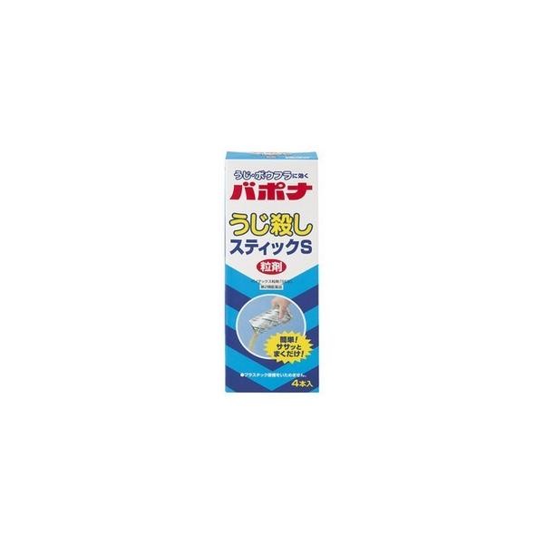 ■ 手を汚さず、簡単に使用できます！ スティックタイプの粒状殺虫剤ですから、これまでのように水に溶かしたり薄めたりする必要がなく、スティックからそのまままくだけなので、手を汚さず簡単に使用できます。 ■ 効きめが長く経済的！！ボウフラやウジに対して高い殺虫効力をもっており、その効果も1回の散布で約4週間持続しますので、大変経済的です。 ■ 下水処理槽などでも使用できます！下水処理槽などで必要な活性汚泥のバクテリアに悪影響を与えませんので、安心してご使用いただけます。また、プラスチックもいためません。 効果・効能 蚊幼虫(ボウフラ)、ハエ幼虫(ウジ)の防除 成分 【有効成分】フェンチオン(有機リン系)5.0% 【その他の成分】アルキルベンゼンスルホン酸塩、その他4成分 内容 40g×4本入 用法・容量 ●スティックの封を切り、そのまま散布して下さい。 （1）主として蚊とハエの発生場所に対して使用してください。 （2）ハエ幼虫 （ウジ） 1m2につき10〜20gを主として便池等湿潤した幼虫の発生場所にそのまま散布してください。 （3）蚊幼虫 （ボウフラ） 発生場所の水量1m3（1トン）につき20〜40g（有効成分1〜2ppm）をそのまま均一に散布してください。 使用上の注意 【してはいけないこと】守らないと副作用・事故が起こりやすくなる （1）本剤を口や目に入れないでください。 （2）人体に直接触れるおそれのある場所には散布しないでください。 （3）環境を汚染しないよう乱用を避けてください。特に水域に使用する場合は、井戸、地下水等の水質を汚染するおそれのある場所、魚や水棲生物に被害を及ぼすおそれのある場所では使用しないでください。 （4）小分けするときは、食品用の容器等、誤用のおそれのあるものを利用しないでください。 【相談すること】 （1）万一身体に異常を来した場合や誤って薬剤を飲み込んだ場合は、外箱を持って直ちに本剤が有機リン系の殺虫剤であることを医師に告げて診療を受けてください。 （2）今までに薬や化粧品等によるアレルギー症状(例えば発疹、発赤、かゆみ、かぶれ等)を起こしたことのある人は使用前に医師、薬剤師又は登録販売者に相談してください。 【その他の注意】1.散布に当たっては、手袋、マスクなどを着け、粒剤を口に入れないように注意してください。 （2）皮膚、飲食物、食器、小児おもちゃ又は飼料等にかからないようにしてください。 （3）定められた用法・用量および効能・効果を厳守してください。 （4）使用した後、あるいは皮膚に付いたときは、石けん水でよく洗ってください。また、口に入ったときは水でうがいをしてください。目に入ったときは直ちに水でよく洗い流してください。 保管及び 取扱い注意 ●食品、食器、飼料等と区別し、小児の手の届かない乾燥した冷暗所に保管してください。 ●使用後、残った薬剤は、必ず保管場所にもどし、容器は封をしておいてください。 ●使用済みの空容器等は適切に分別して処分してください。 メーカー名 アース製薬株式会社 商品区分 第2類医薬品 広告文責 株式会社ヤマト薬品店（070-1821-1361）