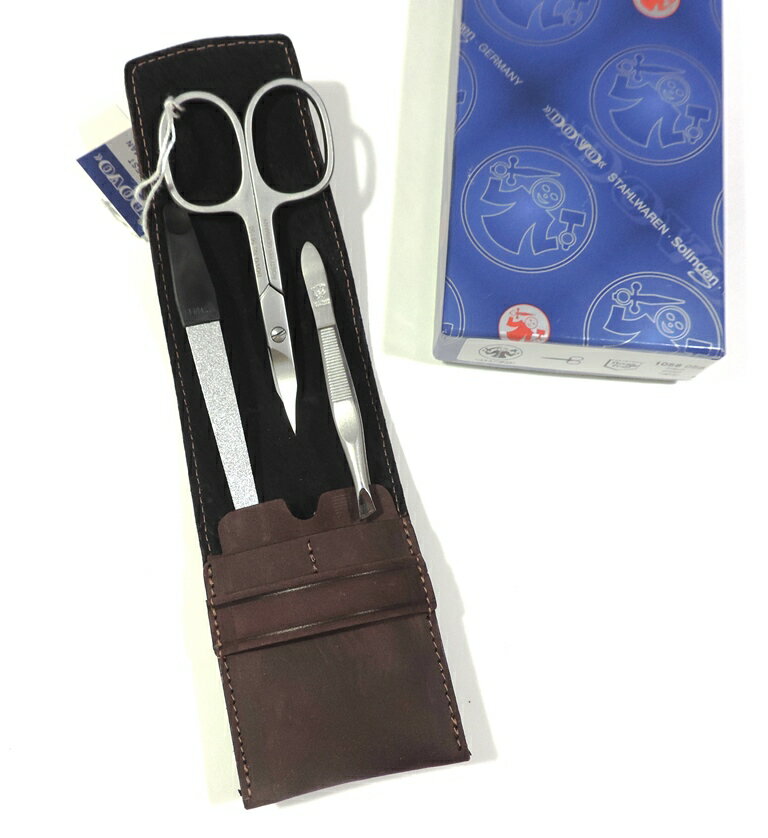 ゾーリンゲン ドボ グルーミング3点セット サテンステンレス 丈夫な高級スエード革ポーチ入