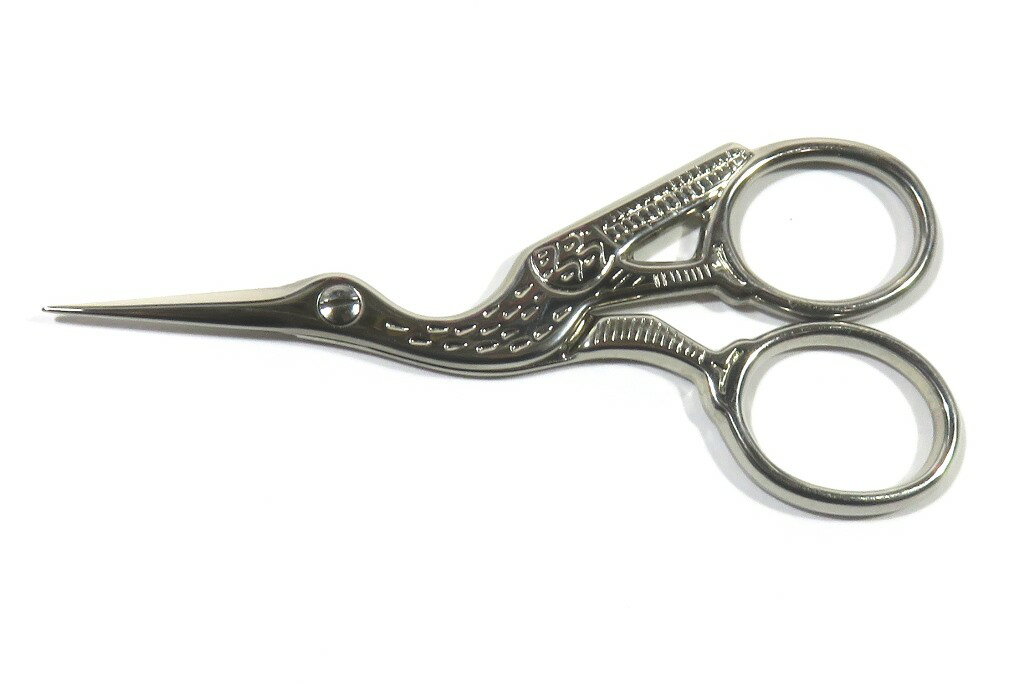 ゲーゾルGOSOL コウノトリ鶴形刺繍ハサミ9cm 上品な全光沢ニッケルメッキ【郵パケット便送料無料】