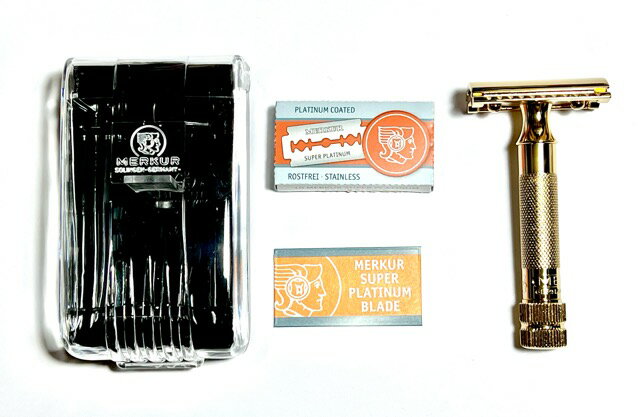 ゾーリンゲン メルクール髭剃り 334G 両刃ホルダー 24K金メッキ仕上げ、替刃11枚付 オリジナルプラケース入【送料無料】