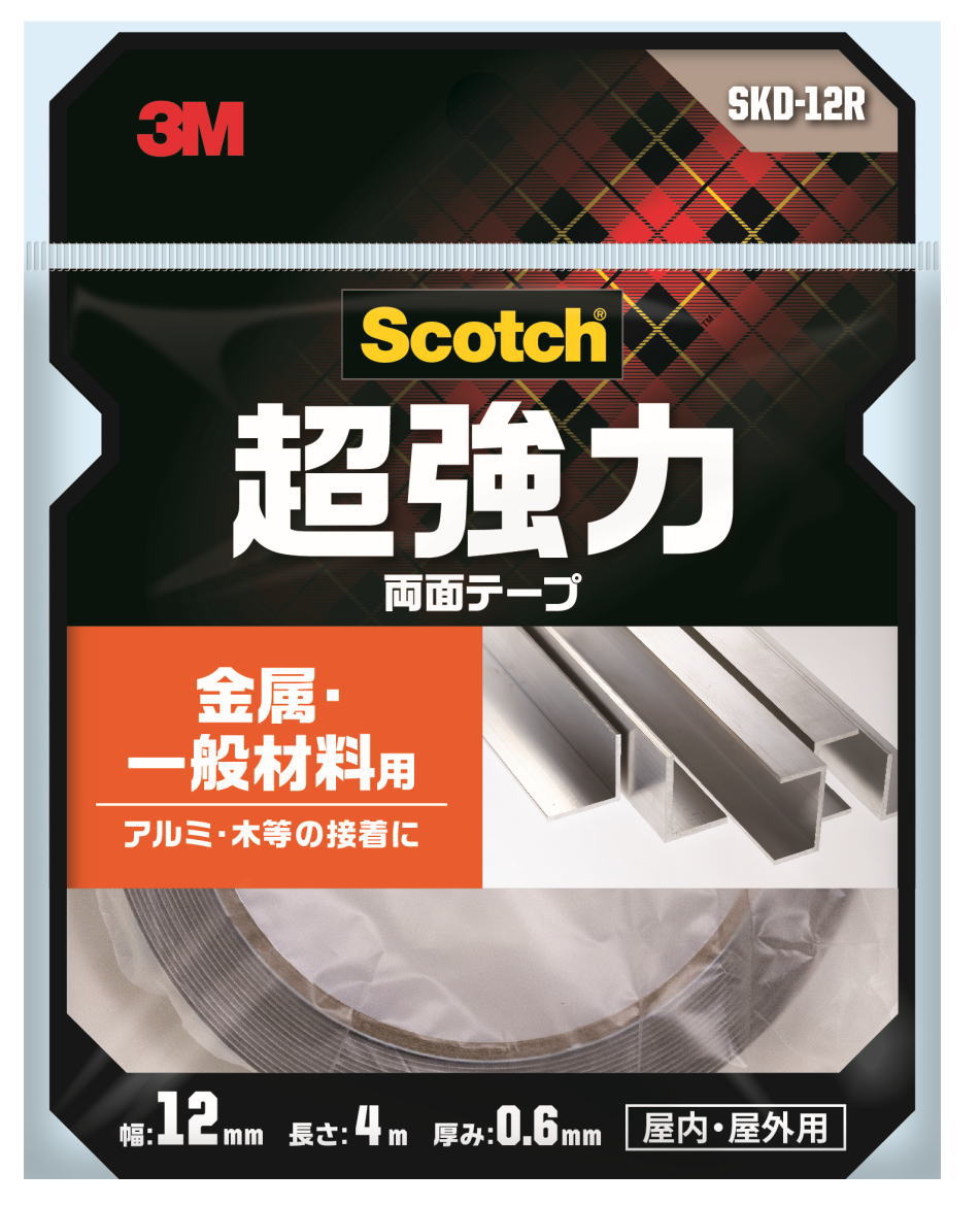 3M スコッチ 超強力両面テープ 金属・一般材料用 幅12mm×長さ4m SKD-12R