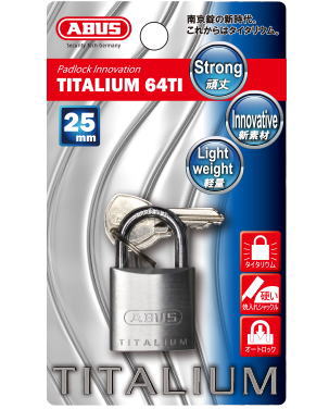 ABUS 南京錠 TITALIUM 25mm(BP-64TI/25KD)