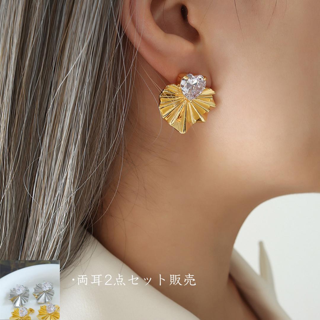 両耳用・2個売り ピアス 銅 ジルコン ゴールド シルバー 上 お洒落 可愛い ジュエリー 韓国 送料無料