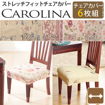 スペイン製ストレッチフィットチェアカバー CAROLINA〔カロリーナ〕6枚組セット　61000170