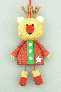 ペーパーヤーントナカイクリスマスオーナメント（レッド）【クリスマスツリー/クリスマスストラップ】