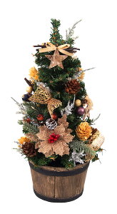 ミニクリスマスツリー33cmナチュラル クリスマスツリー 卓上 置物 テーブル 北欧 おしゃれ 金 小さい 小さめ フロスト かわいい 上品 オーナメント 足元 豪華 上品 装飾 セット 飾り 天然素材 ギフト ミニツリー 国産