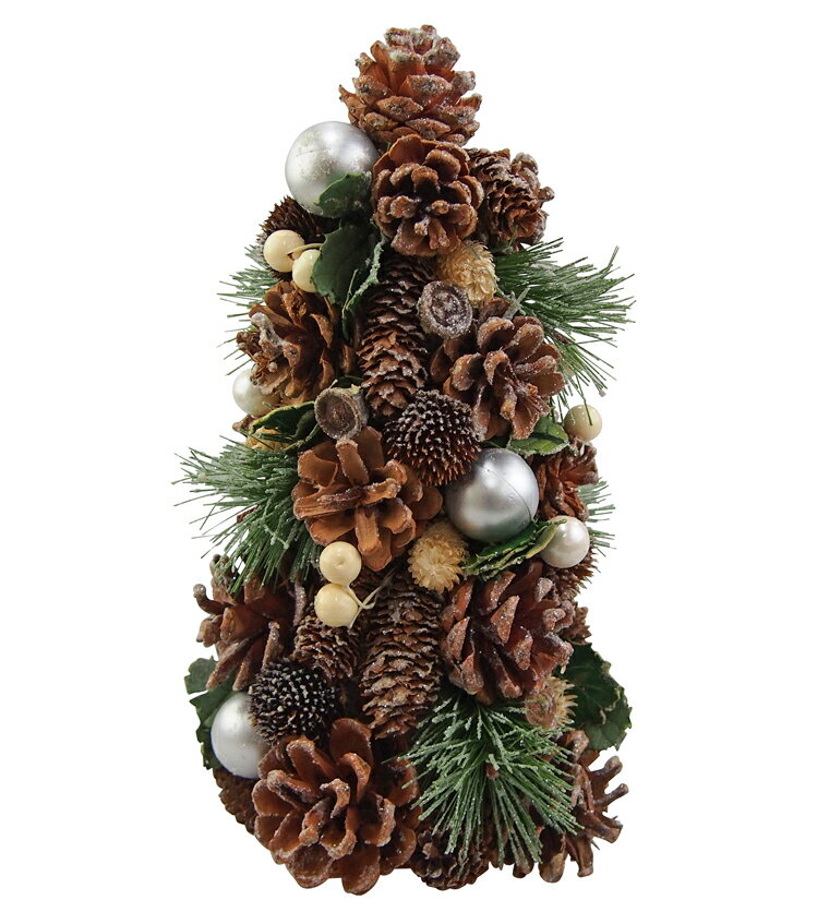 クリスマスツリー25cmブラウン 卓上 置物 テーブル 北欧 ナチュラル あす楽 おしゃれ かわいい オーナメント 豪華 上品 飾り 装飾 茶 小さい 小さめ 小型 ミニツリー ミニクリスマスツリー 天然素材 自然素材 松かさ クリスマスツリー