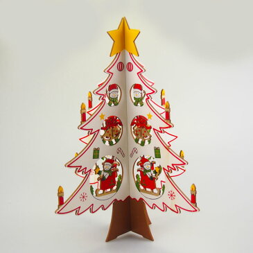 ウッドクリスマス組み合わせデコツリー ホワイト【クリスマス雑貨/クリスマス置物】