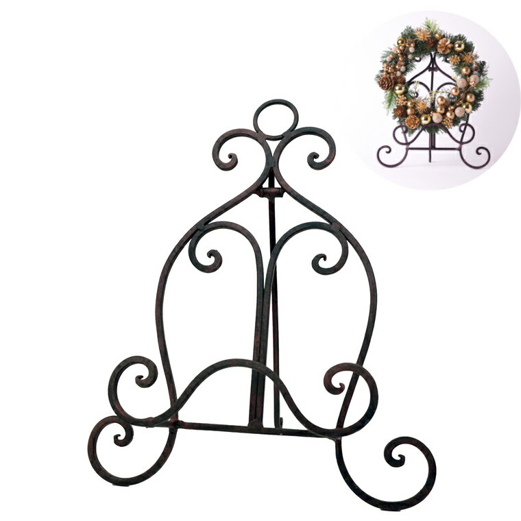 リーススタンド ブラック クリスマス 玄関 部屋 北欧 おしゃれ 豪華 飾り 装飾 置物 皿 上品 ディスプレイ アイアン インテリア リーススタンド 生花 造...