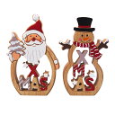 \最大2000円引きクーポンあり/【E3】ウッドクリスマスサンタ&スノーマンスタンド レッド クリスマス おしゃれ かわいい 北欧 木製 ナチュラル 卓上 テーブル 飾り 装飾 置物 小物 雑貨 サンタクロース アンティーク デコレーション パーティー