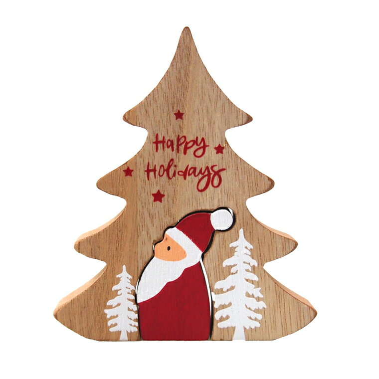 ウッドクリスマスツリーサンタスタンド クリスマス おしゃれ かわいい 北欧 木製 ナチュラル 温かい 卓上 テーブル 飾り 装飾 置物 小物 雑貨 サンタクロース クリスマスツリー インテリア ディスプレイ アンティーク デコレーション パーティー 癒し系 クリスマス E2
