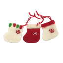 ウールミニミニクリスマスソックスオーナメント3個セット ウール 不織布 靴下 温かい かわいい おしゃれ 北欧 ナチュラル 飾り 装飾 雑貨 ハンギング デコレーション インテリア クリスマス