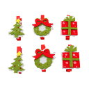\エントリーでポイント5倍&100円クーポンあり/【I2】フェルトクリスマスクリップ6個セット クリスマス おしゃれ かわいい 北欧 木製 ナチュラル 卓上 テ...