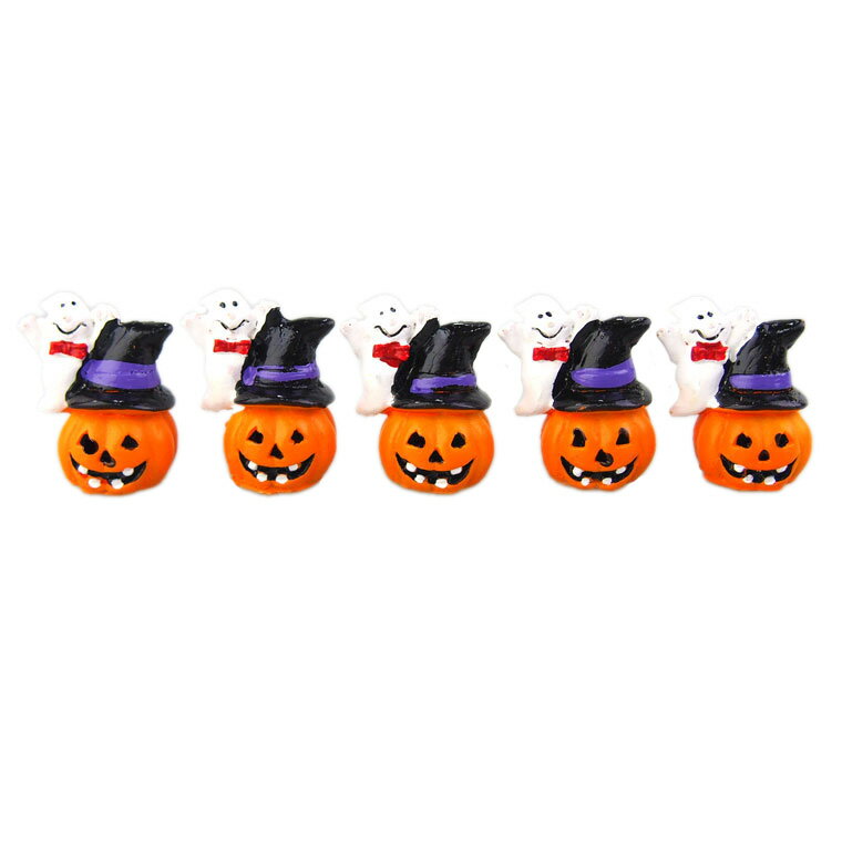 置物（ハロウィン向き） 【1F】ミニミニマットレジンパンプキンゴーストハット5個セット おしゃれ かわいい 玄関 卓上 デスク ハロウィン ハロウィーン 飾り付け 装飾 店舗装飾 雑貨 小さい 小物 置物 オブジェ 秋 インテリア かぼちゃ パーティー イベント デコレーション ディスプレイ ハロウィン