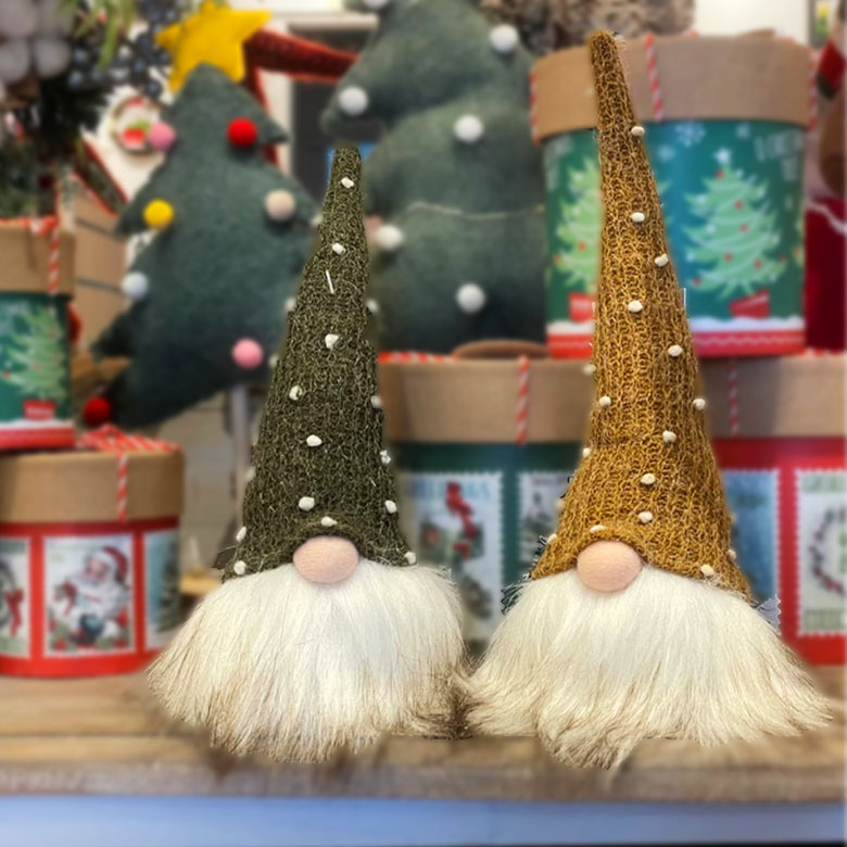★楽天大感謝祭限定！最大2000円引きクーポン★【B2】LEDクリスマス目隠しトムテ グリーン&イエロー クリスマスインテリア クリスマス雑貨 置き物 置物 ライト サンタクロース 卓上 店内 室内 かわいい 人形 髭 飾り 装飾 ぬいぐるみ アンティーク トムテのサムネイル