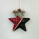 【在庫処分お買い得】クリスマスチェック柄布スターオーナメント 雪 スノー クリスマスインテリア クリスマス雑貨 ギンガムチェック レッド 赤 チェック柄 置物 飾り ハンキング ツリーハンキング