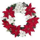 クリスマスリース40cm ポインセチアリース レッド ホワイト 玄関 部屋 北欧 ナチュラル 手作り 上品 高級 豪華 赤 白 おしゃれ 飾り 装飾 かわいい ドア 壁掛け ディスプレイ ポインセチア 自然素材 天然素材 花 造花 フロスト 大きい 大きめ クリスマスリース