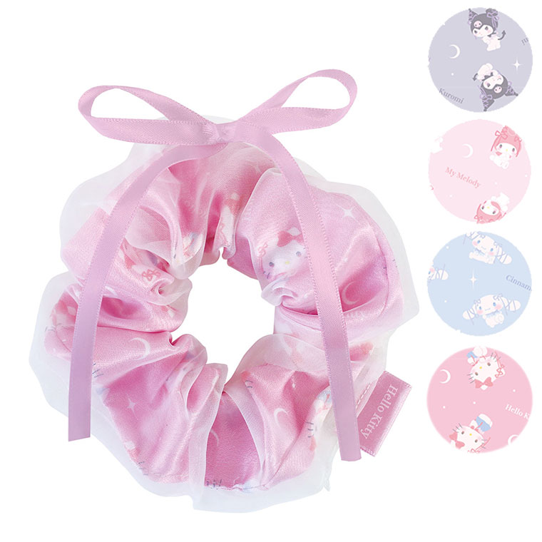 リボンレイヤードシュシュ サンリオ sanrio バレエコア クロミ マイメロディ ハローキティ シナモロール 髪ゴム キャラクター オーンガンジー サテン生地...