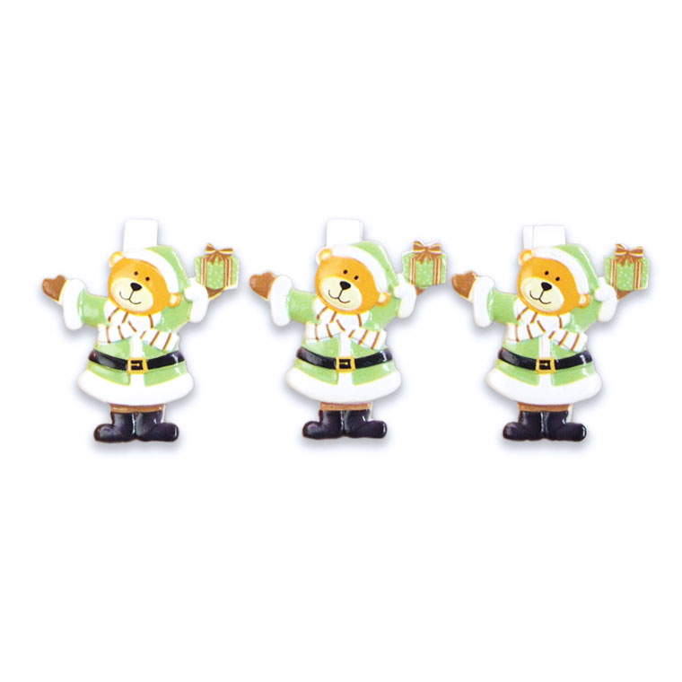 【当店最大P12倍！ブラックフライデー限定】ポリクリスマスクリップ3個セット ベア グリーン クリスマ..