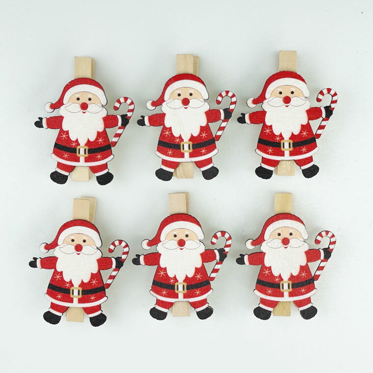 【当店最大P12倍！ブラックフライデー限定】ウッドクリスマスクリップ6個セット スノーマン クリスマス..