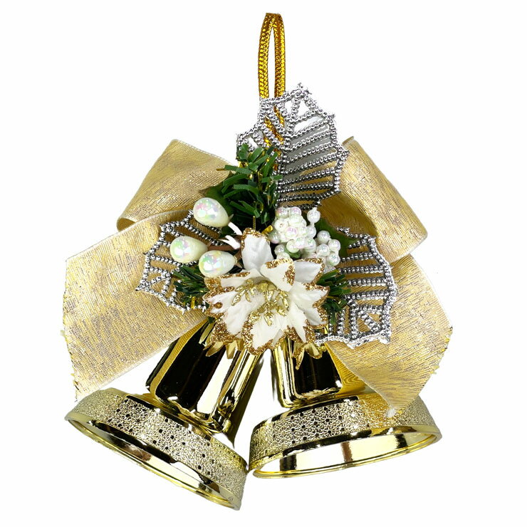 【当店最大P12倍！ブラックフライデー限定】【1000円ポッキリ】クリスマスベル 12cm ゴールド クリスマスツリー 玄関 部屋 北欧 手作り 上品 高級 豪華 おしゃれ 飾り 装飾 ドア 壁掛け ハンギング ディスプレイ 天然素材 花 造花 ギフト プレゼント 在庫処分 お買い得