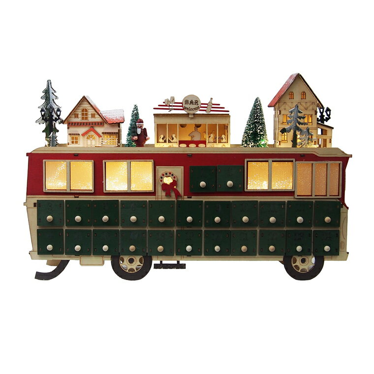【在庫処分お買い得/24-19】LEDウッドトレイン アドベントカレンダー アドベント カウントダウン グリーン クリスマスツリー 雑貨 ツリー ライト インテリア 置き物 置き物 Xmas アンティーク 電車 店内装飾のサムネイル