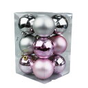 クリスマスマットシャイニーオーナメントボール60mm 12個セット ピンク シルバー クリスマスツリー ツリー 北欧 飾り 装飾 雑貨 ハンギング 吊下げ 球 かわいい おしゃれ 単色 お買い得