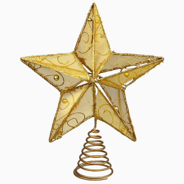 ワイヤートップスター26cm クリスマスツリー オーナメント 小さい ラメつき ミニ キラキラ 装飾 飾り 飾り付け 星 北…