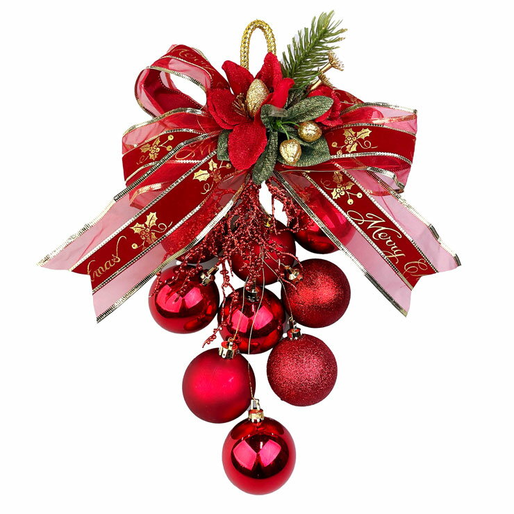 ★当店全品P10倍(21日20時〜)+クーポンあり★ ＼期間中限定 1000円ポッキリ／ クリスマス ボールクラスター レッド クリスマスツリー 玄関 部屋 北欧 ナチュラル オーナメント 手作り 上品 高級 豪華 おしゃれ 飾り 装飾 クリスマスリース 送料無料 在庫処分 お買得のサムネイル