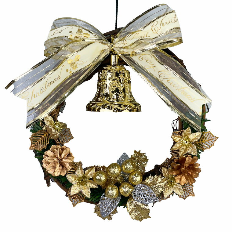 ＼期間中限定 1000円ポッキリ／ クリスマスリース 国産 25cm ゴールド 玄関 部屋 北欧 ナチュラル 高級 豪華 赤 おしゃれ 飾り 装飾 かわいい 小さい 小さめ ドア 壁掛け デコレーション 天然素材 花 造花 国内生産 ミニ 送料無料 在庫処分 お買得のサムネイル