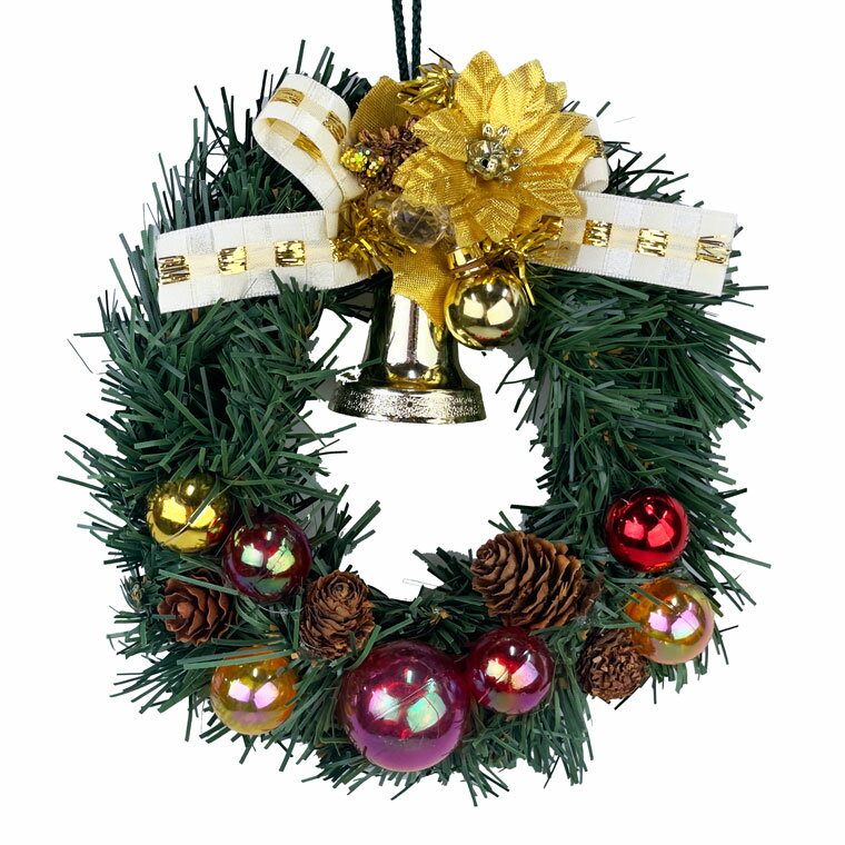 【1000円ポッキリ】クリスマスリース バブル 国産 15cm ゴールド 玄関 部屋 北欧 ナチュラル 高級 豪華 赤 おしゃれ 飾り 装飾 かわいい 小さい 小さめ ドア 壁掛け デコレーション 天然素材 花 造花 国内生産 ミニ 送料無料 在庫処分 お買得のサムネイル