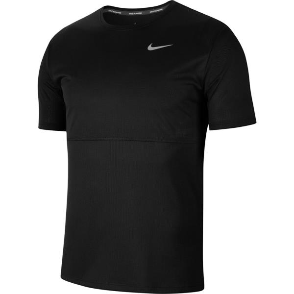 ナイキ Nike ブリーズ　ラン　S/S ランニングTシャツ CJ5333-010(ブラック/ブラック/(リフレクトシルバー))