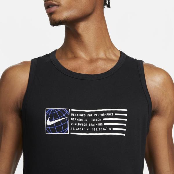ナイキ Nike DFC　グラフィック　6／1　タンク　トップ ランニングシャツ DA1767-010(ブラック)