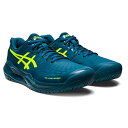 ・ブランド：アシックス asics ・カテゴリー：テニス・バドミントン ・種目：テニスシューズ ・商品名：GEL-CHALLENGER 14(オールコート) ・商品コード：1041A405-400 ・カラー：Restful Teal/Safety Yellow ・サイズ：25.0〜28.0cm ・幅/ラスト：STANDARD ・素材：インナーソール素材: 合成樹脂(Ortholite）/取替式 ・アッパー素材：人工皮革（合成皮革）・ラバー・合成繊維 ・アウター素材：ゴム底 ・原産国：ベトナム製 ・適合する別売中敷：1173A029 ・備考：NON MARKING RUBBER対応 （特徴） ・ハードコートを中心としたオールコート用です。 ・（公財）日本ソフトテニス連盟公認 ベースラインでGAMEを支配　安定性を追求したスタビリティモデル・GEL-RESOLUTIONのDNAを継承した、安定性と柔軟性を兼ね備えたスタビリティモデル。横方向の動きをWINGWALLがしっかりサポート。アウターソールは、ヒール部分を分割した構造にし、着地時に優れた安定性を発揮。また、アッパー全面に人工皮革を採用し、やわらかい入れ感と横方向への動きをしっかりサポートし、安定性を向上。