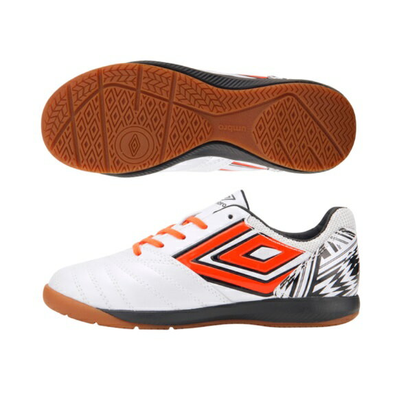 Umbro アンブロ アクセレイタ− TR JR WIDE IN｜ジュニア ジュニアフットサルシューズ UU4WJB02WO(S.ホワイト/ブラック/オレンジ)