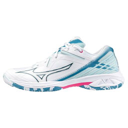 ミズノ MIZUNO ウエーブクロー 3 FIT レディースバドミントンシューズ 71GA2442-21(ホワイト×ブルー×ピンク)