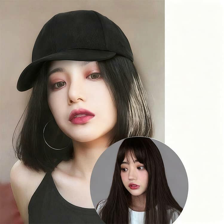 Oh My Sweetsのショート 紫外線 ウィッグ かつら ストレート 髪付き帽子 ウィッグ付き帽子 キャップ付きウィッグ 対策 自然 レディース キャップウィッグ 仮装 医療用帽子 UV つけ毛 ウィッグ付き帽子 帽子付きウィッグ｜アングル3