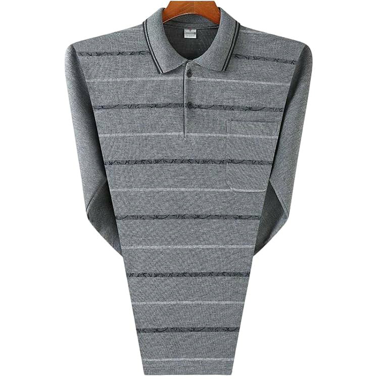 ボーダー柄 メンズ おじいちゃん シニアファッション 入院 部屋着 秋冬 男性 長袖tシャツ 敬老の日 シニアファッション ポロ トップス ルームウェア ギフト 介護 ポロシャツ 綿混 プレゼント 服 シニア 胸ポケット 紳士 高齢者 お年寄り 60代 70代 90代 ohmysweets-10006648 Oh My Sweets サンプル画像3