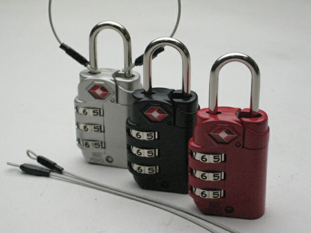 敬老の日 ギフト 防災TSA ダイヤルロック 南京錠 3桁 G/BK/R/ ステンミニワイヤー付 【RCP】