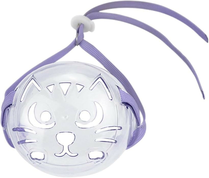猫マスク 爪切り 猫の柄 ペット口輪 噛みつき防止 拾い食い防止 (クリア, Lサイズ)