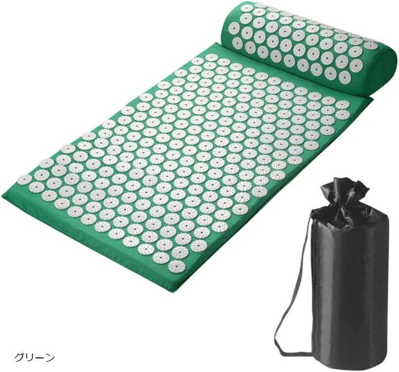 指圧マット スパイクマット 枕付き 42x68cm 水洗い可 持ち運び便利 快眠 リラクゼーション 自宅用 体の..