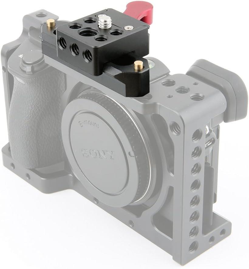 其它 - 互換品ナットクランプ ＋ ナットレール 2イン1セット ナットロッククランプ カメラ用ナットレール付き 長さ7cm 1/4ネジ付き LEDビデオ ライト モニター マイクに使用 ―080 (黒)