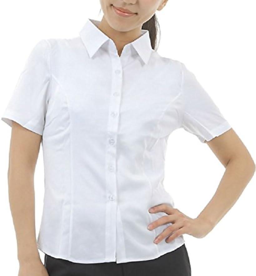 Homarina 半袖 ブラウス シャツ レディース yシャツ 白 前開き 襟付き ホワイト XXLサイズ 