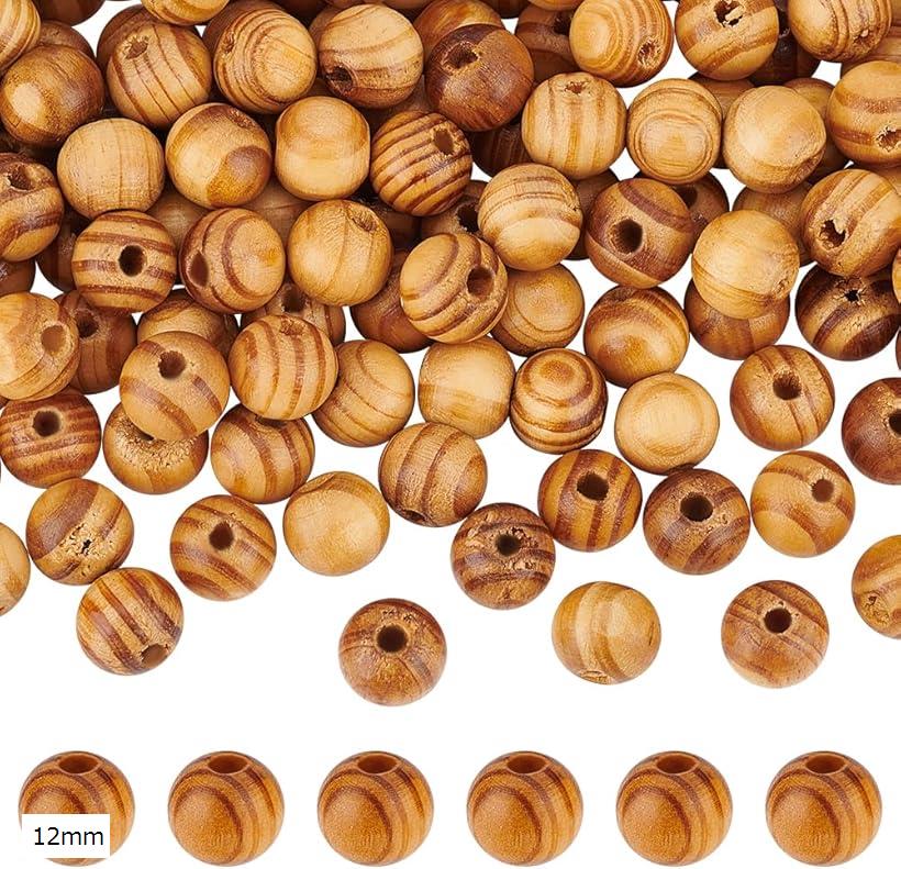 200個 木製ビーズ 12mm 穴3mm 色染め 丸い ウッドビーズ ナチュラルビーズ レタービーズ 木ビーズ アクセサリーパーツ ジュエリー作り 天然木ビーズ DIY手作り ハンドメイド 素材 (12mm)